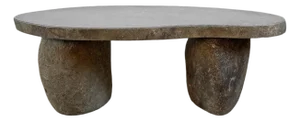 Stone Boulder Organic Modern Outdoor Bench / Coffee Table