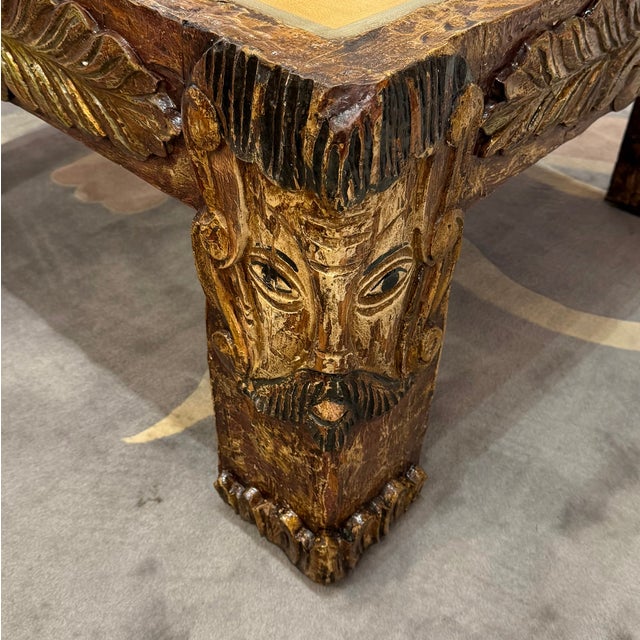 1960s Vintage Mid-Century Carved Chess Board Coffee Table With Chess Pieces For Sale - Image 5 of 16