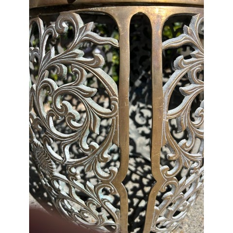 Vintage Pierced Brass Stool With Ornate Filigree Design For Sale - Image 11 of 14