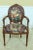 Approx: 30 Years Old Carved Details 18 C. Design French Style Floral Upholstery Medallion Back Walnut Finish Condition:...