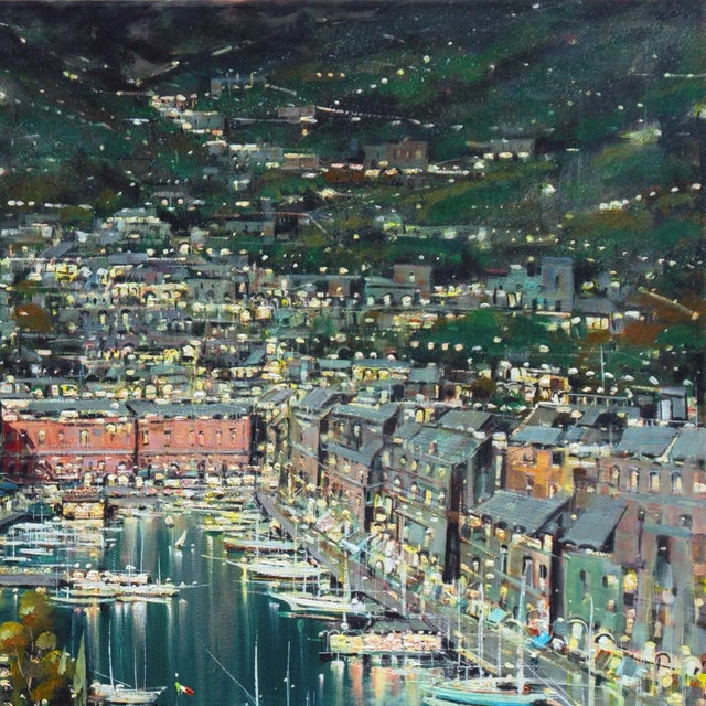'Portofino' by Mario Sanzone, Genoa, Italian Riviera, Naples Academy of Fine Art, Amalfi Coast For Sale - Image 4 of 7