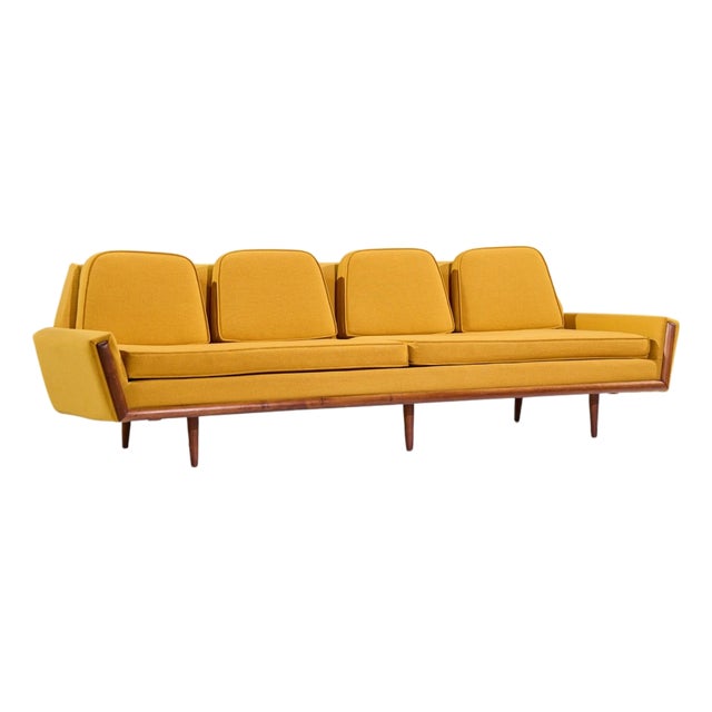 Adrian Pearsall for Craft Associates Mid Century Walnut Gondola Sofa For Sale