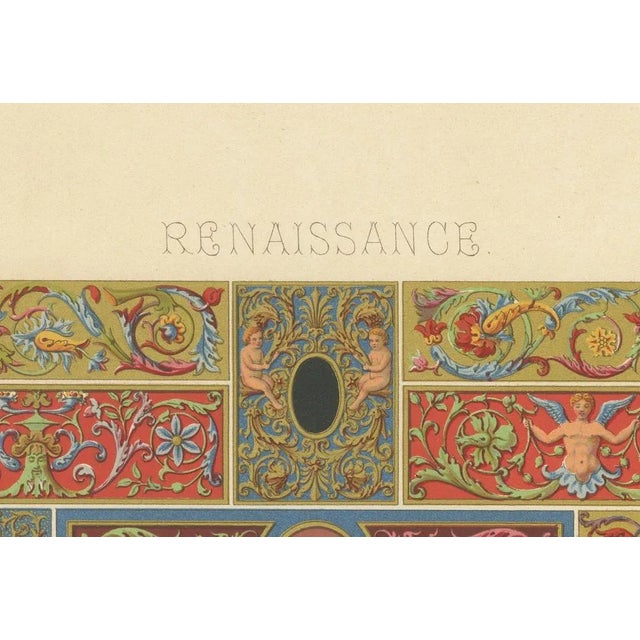 Renaissance Decorative Borders & Panels – Richly Colored Grotesques, Pl. LVII This elaborate chromolithograph, Plate LVII...