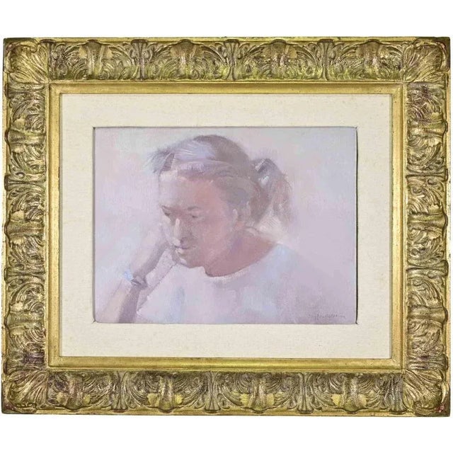1980s Sigfrido Oliva, Portrait, Oil Painting, 1980s, Framed For Sale - Image 5 of 5