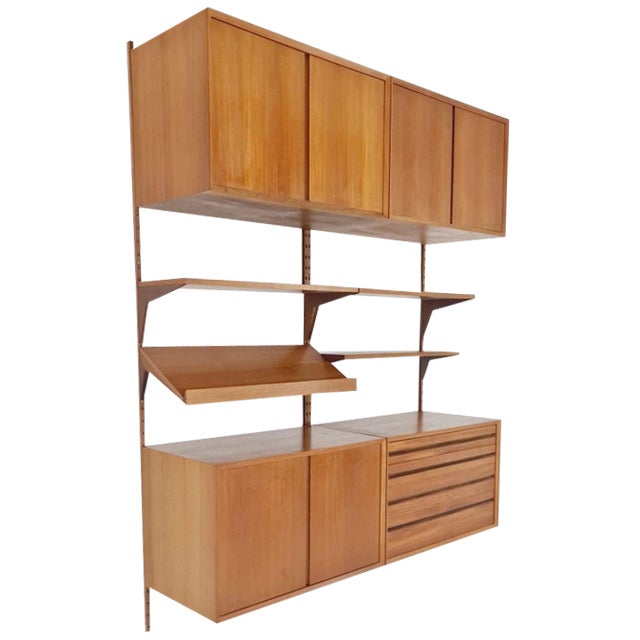 Mid-Century Danish Teak Wall Unit with Records Cabinet and Magazine Rack by Poul Cadovius for Cado, 1960s For Sale