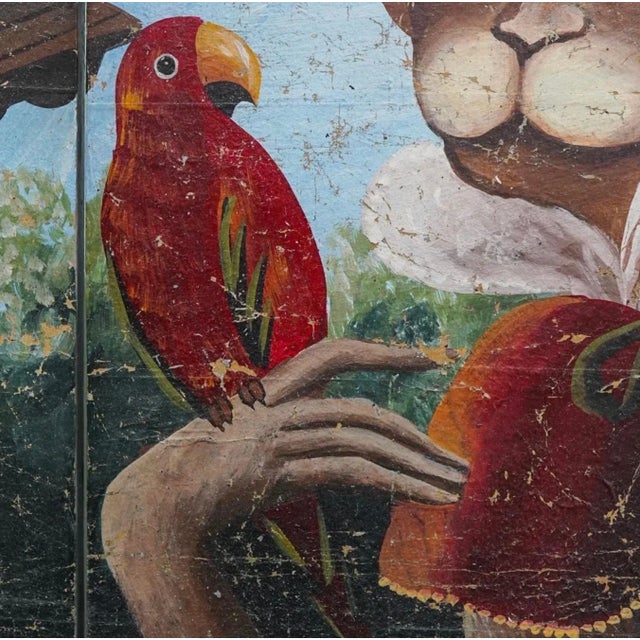 Green Vintage Decorative 4 Panels Monkeys Screen or Room Divider For Sale - Image 8 of 8