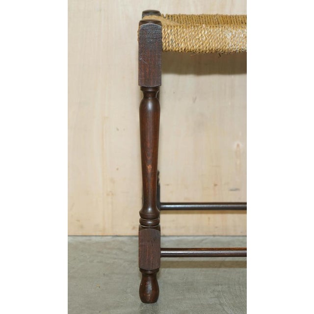 1940s Vintage Dutch Bench Stool with Rope Woven Rush Style Seat, 1940s For Sale - Image 5 of 16