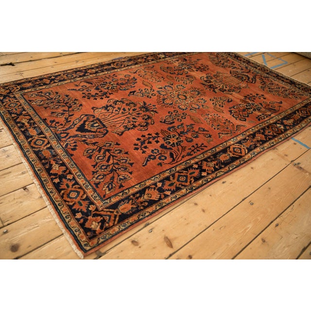 Rose Vintage Sarouk Rug - 4'3" x 6'7" For Sale - Image 8 of 11