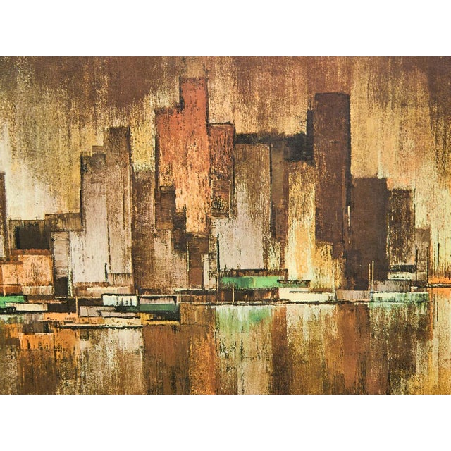 Mid 20th Century 1970s Retro Vintage Abstract Cityscape Artwork For Sale - Image 5 of 7