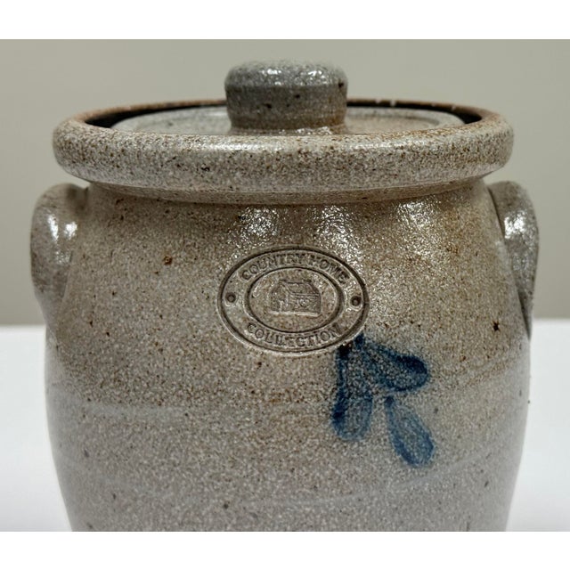 Vintage Salt Glaze Handmade Lidded Rowe Pottery Crock For Sale - Image 9 of 10