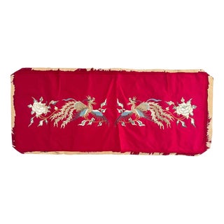 Vintage Silk and Metal Chinese Embroidery Dragon Design, 1950s For Sale