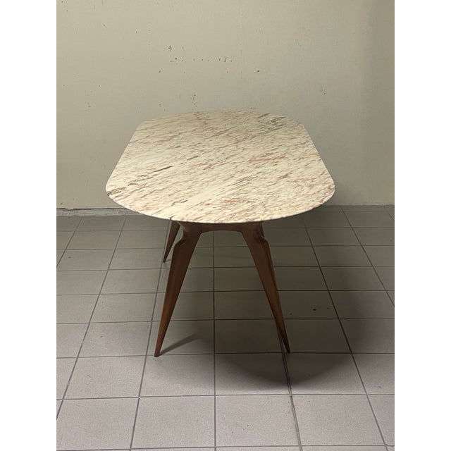 1950s Table with Wooden Leg and Marble Top, 1950s For Sale - Image 5 of 18