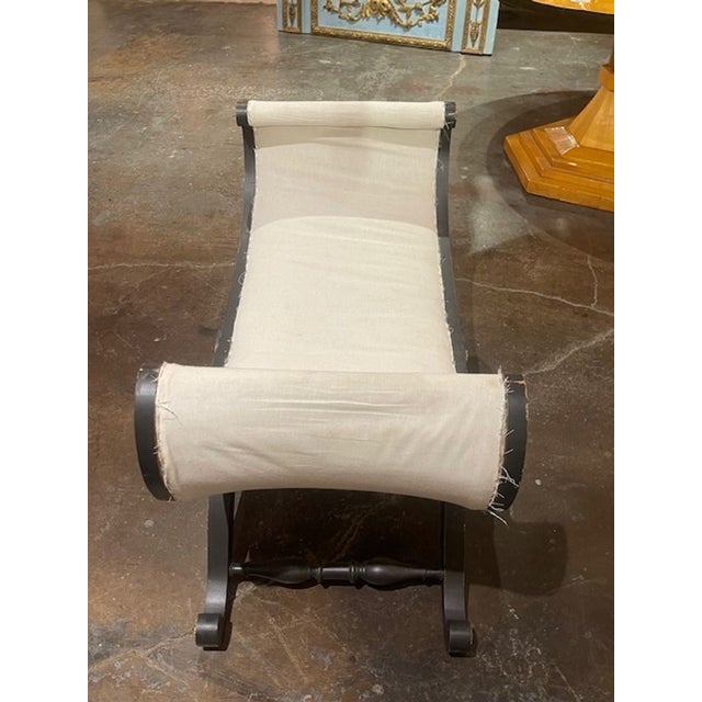 Brown Vintage Italian Neoclassical Painted Window Bench For Sale - Image 8 of 8