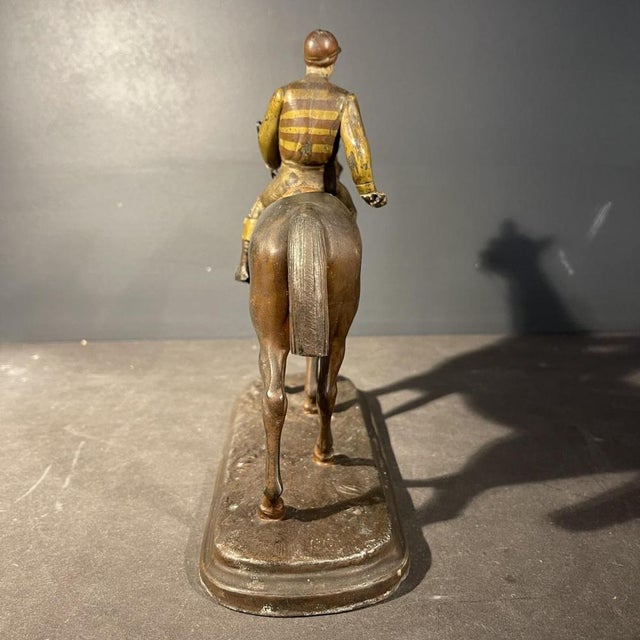 Equestrian Horse Jockey Statue in Polychrome, 1890s For Sale - Image 4 of 14