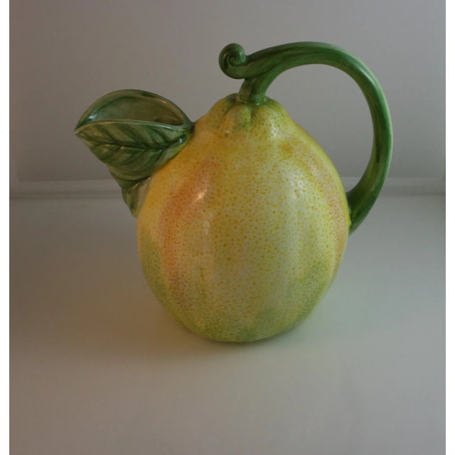 Mid 20th Century Mid 20th Century Sculpted Hand Painted Ceramic Pear Pitcher For Sale - Image 5 of 9