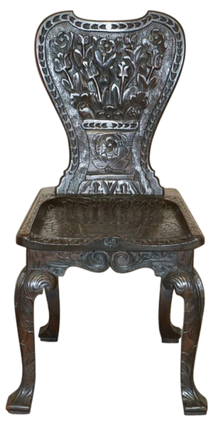 Hand Carved Colonial Hall Side Chair, 1860s