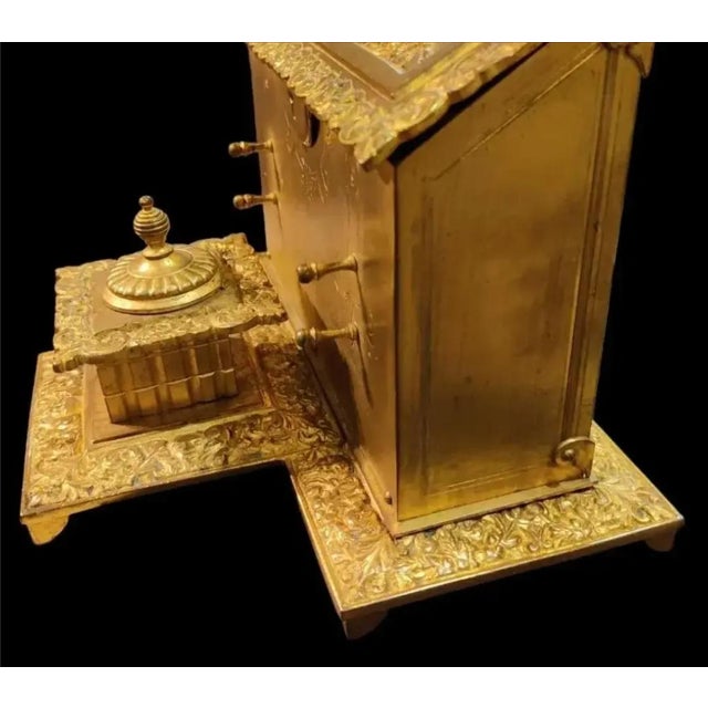 Late 19th Century Ornate French Repousse Gilt Bronze Letterbox Inkstand For Sale - Image 9 of 12