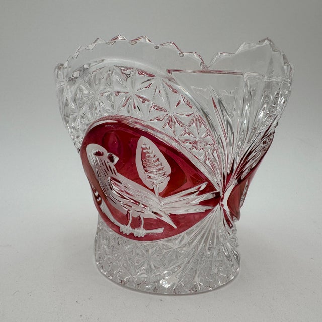 Art Deco Byrdes Collection Jam/Jelly Jar Base by Hofbauer 24% Lead Crystal For Sale - Image 3 of 10