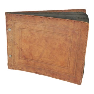 1940s Caramel Brown Embossed Leather Photo Album For Sale