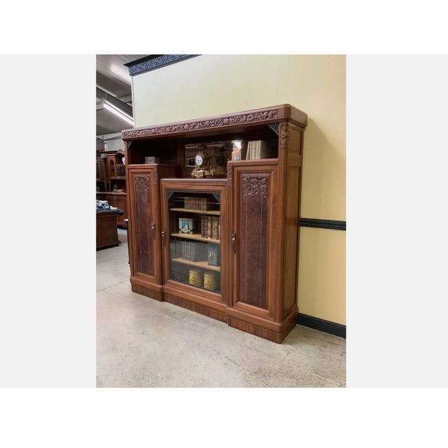 Brown Vintage Bookcase inn Walnut, 1920s For Sale - Image 8 of 12