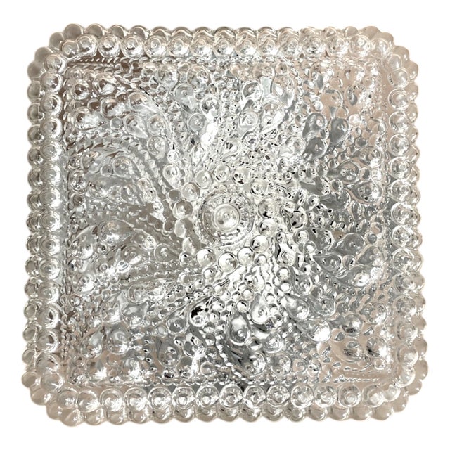 Square Flush Mount in Bubble Glass, 1990s For Sale