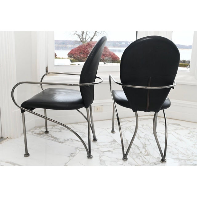 Pair of Armchairs - DIA - Design Institute of American Architectural Dining Chairs with Arms made in 1992 Postmodern 1990's