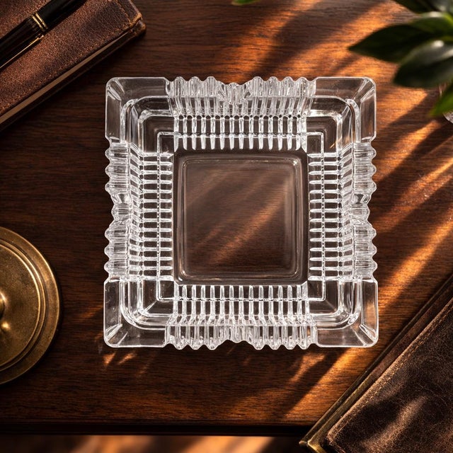 Vintage Architectural Pressed Glass Ashtray – Art Deco Revival Desk Catchall For Sale In Los Angeles - Image 6 of 6