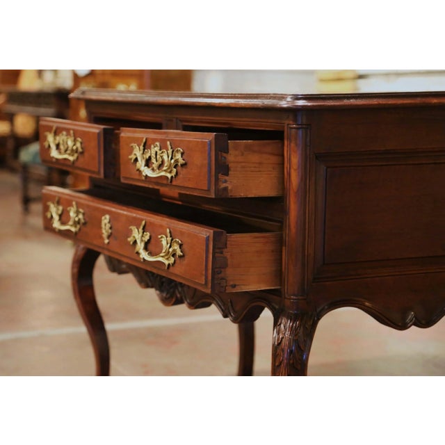 Brown 18th Century French Louis XV Carved Walnut Chest of Drawers From Provence For Sale - Image 8 of 12