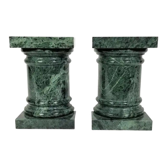 1980s Green Marble Bookends- a Pair For Sale