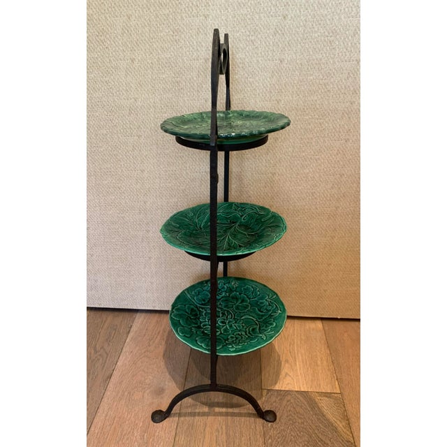 Mid 20th Century Mid 20th Century Serving Stand With English and Italian Majolica Plates - Set of 4 For Sale - Image 5 of 10