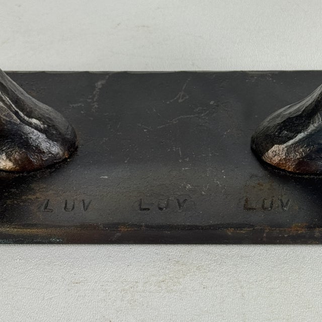 Metal Lovely & Unique Hand Forged Vintage "Luv" Metal Antlers Sculpture, Signed For Sale - Image 7 of 9