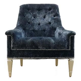Traditional Tufted Velvet Accent Chair For Sale
