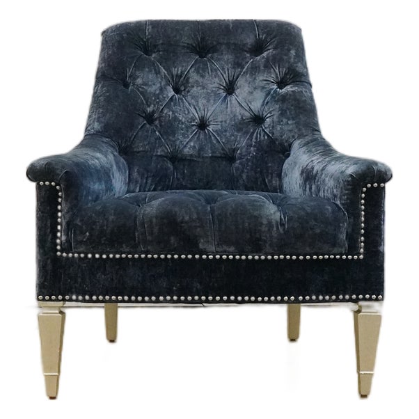 Traditional Tufted Velvet Accent Chair For Sale