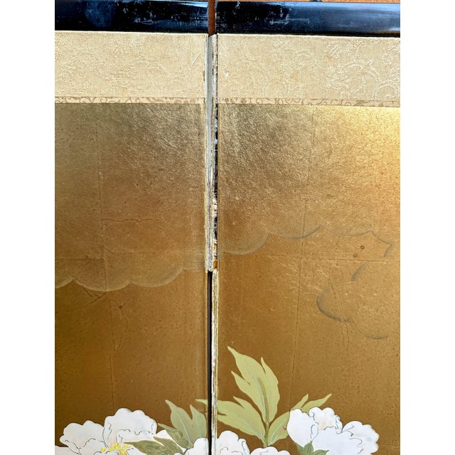 Large Japanese Four-Panel Byobu Folding Screen in the Rinpa Style With Gold Leaf For Sale - Image 17 of 18