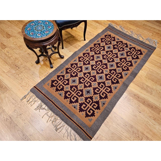 Vintage Native American Navajo Rug, Handwoven Wool, Allover Geometric Pattern, 3x6 For Sale - Image 4 of 13