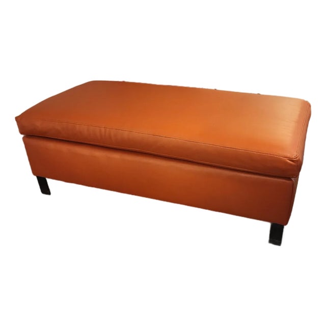 Pumpkin Orange Ottoman - Cozy Custom Made (One of a Kind) For Sale