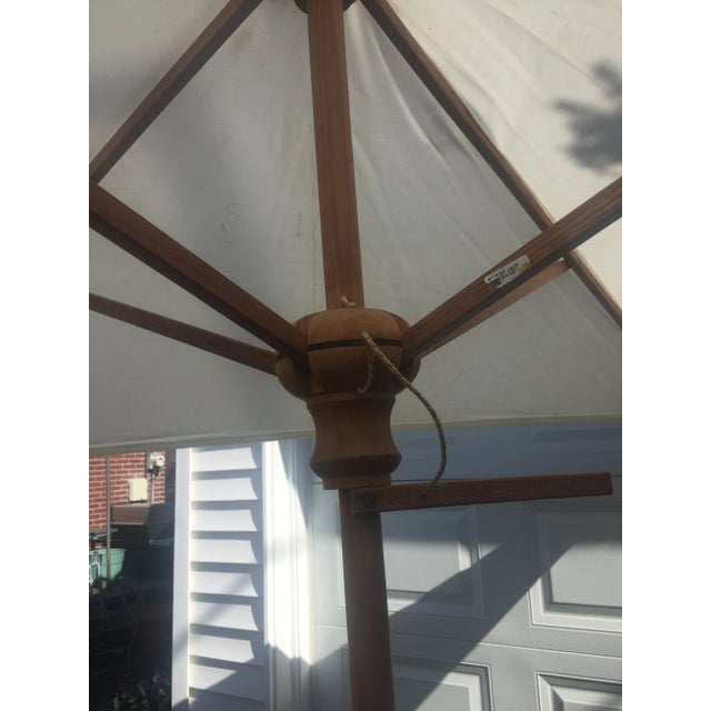 Vintage Custom Patio Umbrella With Intricate Iron Stand Chairish