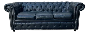 Vintage Three-Seater Chesterfield Sofa in Black Leather, 1980