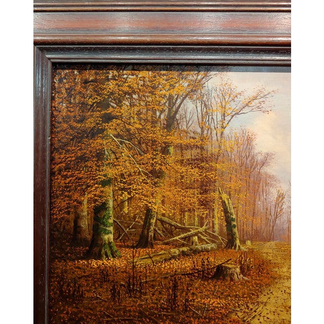 1900 - 1909 William McKendree Snyder-Autumn Path Through a Southern Indiana Beech Trees-Oil Painting For Sale - Image 5 of 10