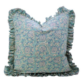 6 Kmal Handcrafted Boho Block Print Artisan Pillow Unique Decorative Cushion for Sofa and Couch Size 14x36 Inch For Sale