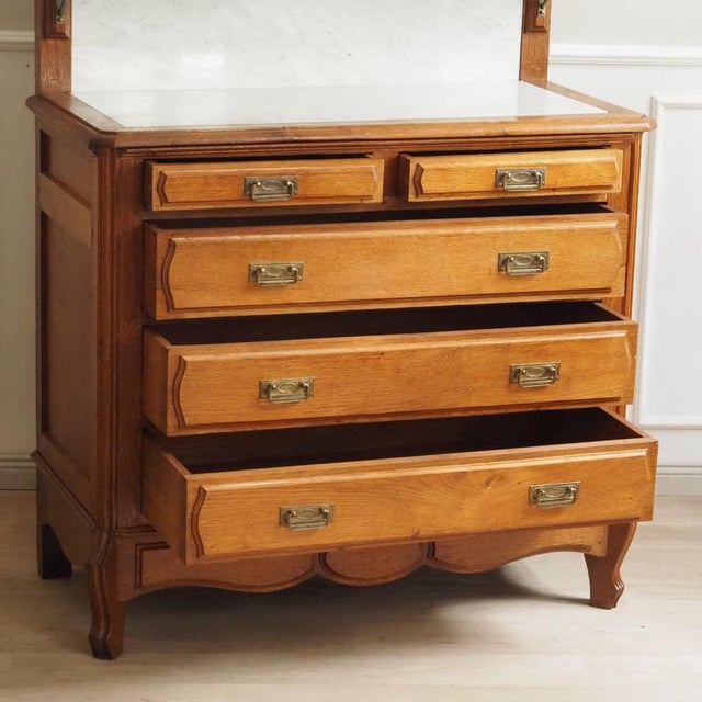 Antique French Washstand with Chest of Drawers, Mirror and Marble Top For Sale - Image 6 of 18