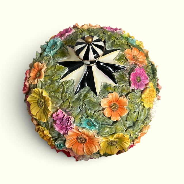 This rare find from MacKenzie Childs- floral adorned pumpkin with the classic courtly check pattern on top- sure to add a...