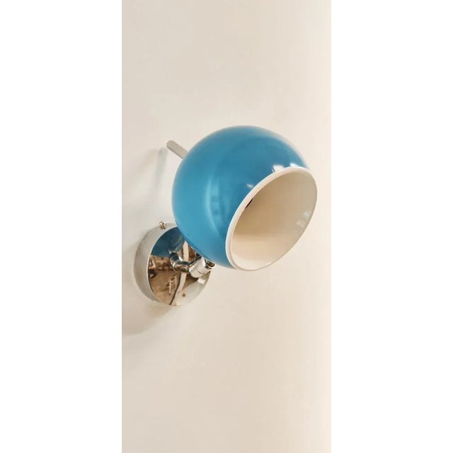 Metal Space Age Adjustable Chrome and Light Blue Wall Light For Sale - Image 7 of 12
