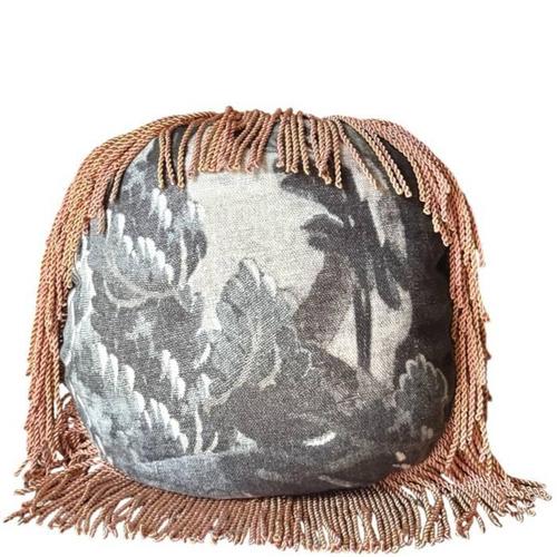 Yvonne – featuring a premium linen fabric with a printed pattern, on one side with a monochrome tapestry, an aquarelle...