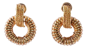 1960s Door Knocker Style 18k Gold Earrings - 2 Pieces
