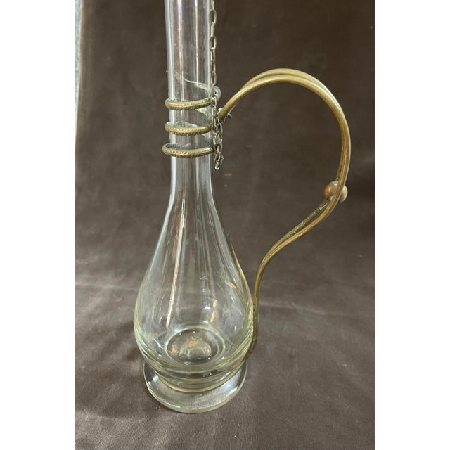 Vintage Brass and Hand Blown Glass Decanter, 1890s For Sale - Image 6 of 8