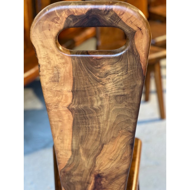 French Sculptural Olive Wood High-Back Chairs in the style of Alexandre Noll, 1960s, Set of 6 For Sale - Image 10 of 15