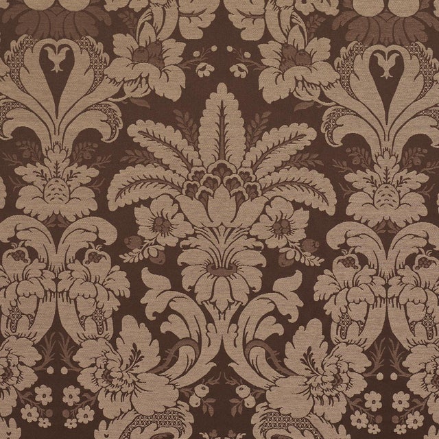 Traditional Sample - Schumacher Kennedy Damask Fabric In Brown For Sale - Image 3 of 5