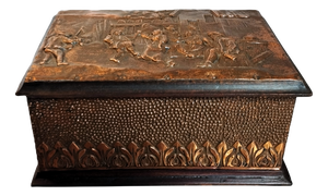 French Embossed Copper Box with Figurative Scene, 1950s
