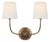 Thomas O'Brien for Visual Comfort Signature Vendome Double Sconce in Hand-Rubbed Antique Brass with Linen Shades For Sale